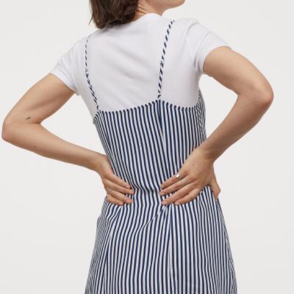 H&M Blue and White Striped Mini Dress Front Tie - Picture 7 of 8